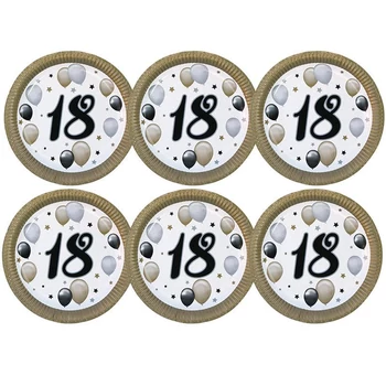 18-as Számos Szülinapi Elegáns Léggömbös Parti Papír Tányér, 23 cm, 6 db