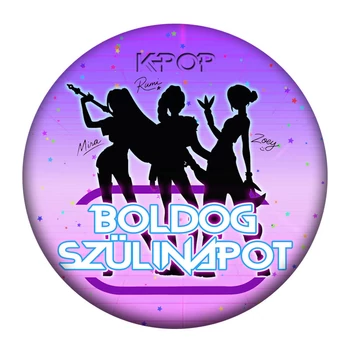 Boldog Szülinapot K-Pop Mintás Szülinapi Kitűző - 5,5 cm
