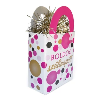 Boldog Szülinapot! Rózsaszín Pasztell Konfettis Ajándéktasak Léggömbsúly - 120 gramm