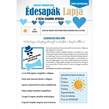 Ajándék újság - A Világ Legjobb Apukájának, 8 oldalas, 16 cm x 23 cm