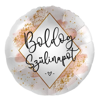 17 inch-es Boldog Szülinapot Elegáns Trendi Mintás Fólia Lufi Héliummal