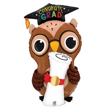 Fólia Léggömb - Super Shape - Bagoly diplomával, 76 cm Héliummal