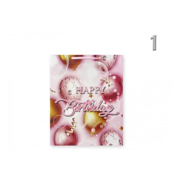Ajándéktasak Happy Birthday lufis közép 18x9x23cm