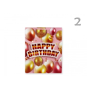 Ajándéktasak Happy Birthday lufis közép 18x9x23cm