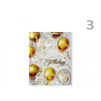 Ajándéktasak Happy Birthday lufis közép 18x9x23cm