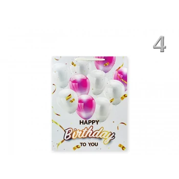 Ajándéktasak Happy Birthday lufis közép 18x9x23cm