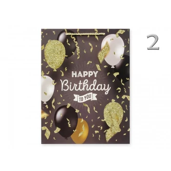 Ajándéktasak Happy Birthday arany glitteres óriás 31x12x40cm