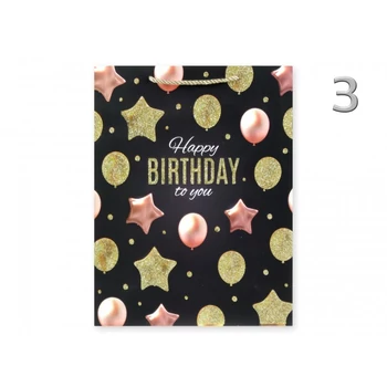 Ajándéktasak Happy Birthday arany glitteres óriás 31x12x40cm