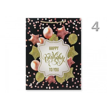 Ajándéktasak Happy Birthday arany glitteres óriás 31x12x40cm