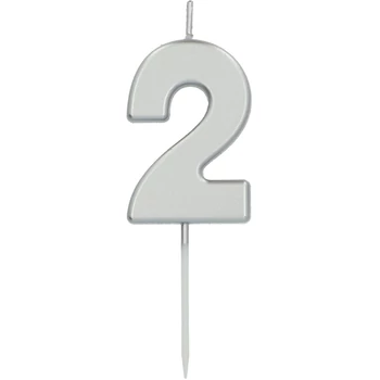 2. számú gyertya ezüst - 5 cm