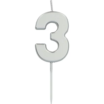 3. számú gyertya ezüst - 5 cm