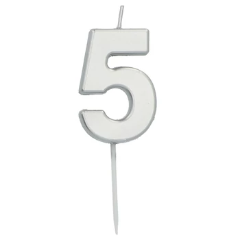 5. számú gyertya ezüst - 5 cm