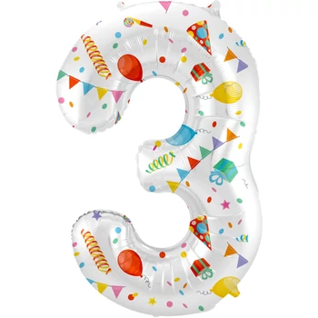 Fólia lufi 3-s szám Örömteli Party - 86 cm Héliummal
