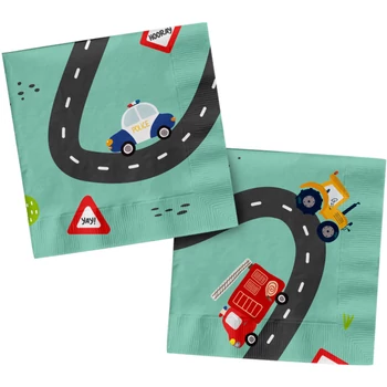 Szalvéták - Bolondos kerekek - 33x33cm - 20 darab