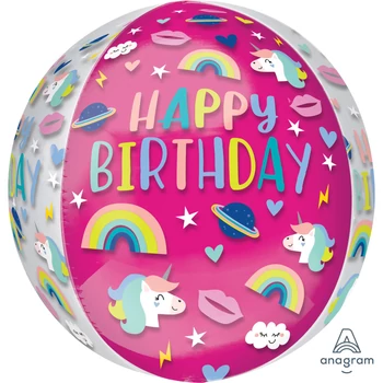 Orbz® Lufi születésnapi trendi ikonok Unikornis 38cm Héliummal