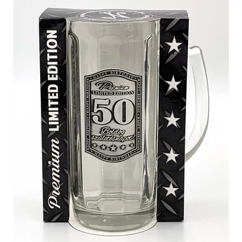 Fémcímkés Söröskorsó 0,5 l - 50. Boldog Szülinapot felirattal