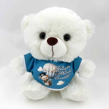 Plüss maci fehér feliratos pólóval - Ballagásod Alkalmából Szertettel - Ajándék Ballagásra 25cm