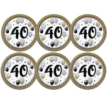 40-es Számos Szülinapi Elegáns Léggömbös Parti Papír Tányér 23cm 6db-os