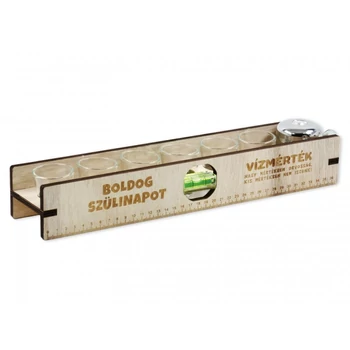 Vízmérték + 6db pálinkás pohár Boldog Szülinapot
