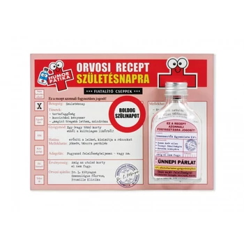 Vicces orvosi recept + flaska Születésnapra 20x15cm