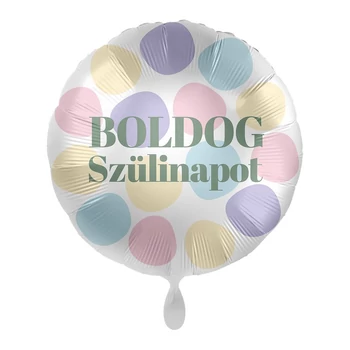 17 inch-es Boldog Szülinapot Pasztel Kör Mintás Fólia Lufi