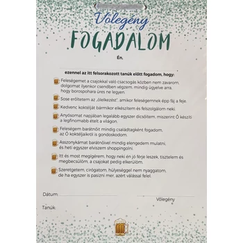 Vőlegény Fogadalom Legénybúcsús Ajándék Tábla