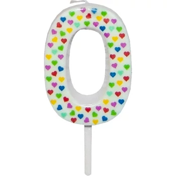 Számgyertya-csillagos fehér 4,5cm 0-s