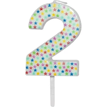 Számgyertya-csillagos fehér 4,5cm 2-s