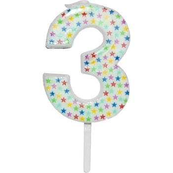 Számgyertya-csillagos fehér 4,5cm 3-s