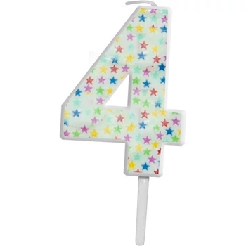Számgyertya-csillagos fehér 4,5cm 4-s