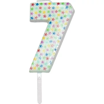 Számgyertya-csillagos fehér 4,5cm 7-s