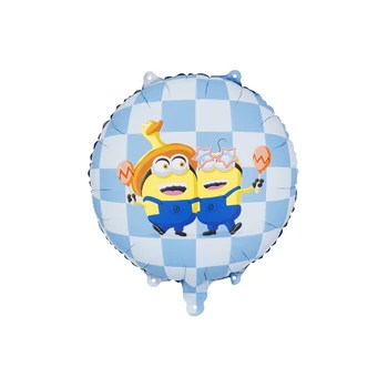 Fólia lufi, kerek, Minionok, 35x35 cm, mix Héliummal