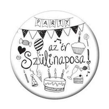 Az Év Szülinaposa Fehér Parti Kitűző - 5,5 cm