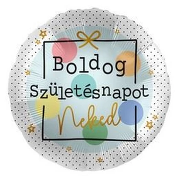 17 inch-es Boldog Születésnapot Neked Feliratú Színes Fólia Lufi