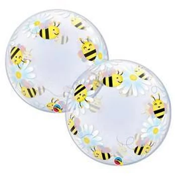24 inch-es Méhecske Mintás - Sweet Bees & Daisies Deco Bubble Lufi
