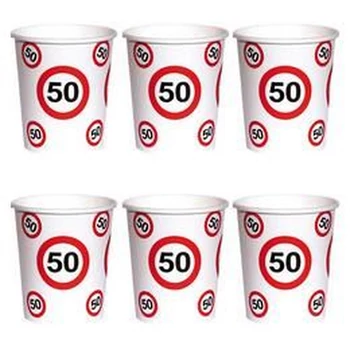 50-es Számos Sebességkorlátozó Szülinapi Papír Parti Pohár - 250 ml, 6 db-os