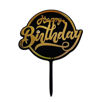 Sziluett beszúró "Happy Birthday" fekete - arany