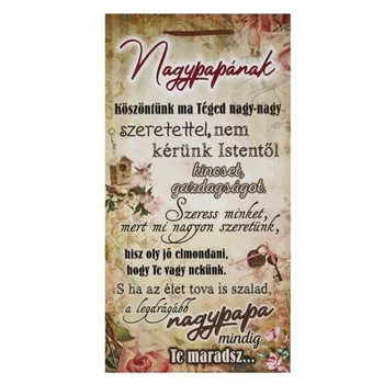 Falikép tábla - Nagypapának 26x50cm