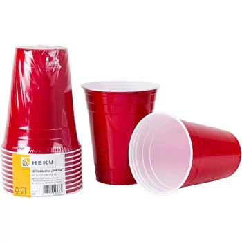 Műanyag - pohár Piros 0,473l/10db, PS, 10g, Ø 95mm