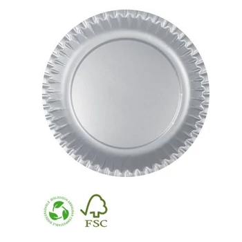 Tányér - Papír Ezüstszürke Ø 23 cm,Szerves bevonattal.