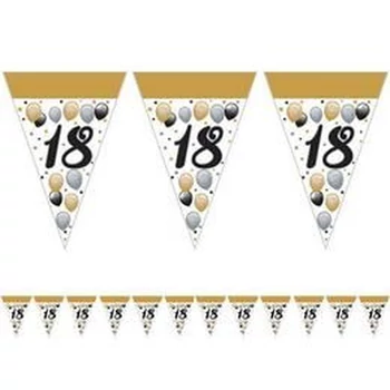 Elegáns 18-as Számos Szülinapi Léggömbös Parti Zászlófüzér - 5 m