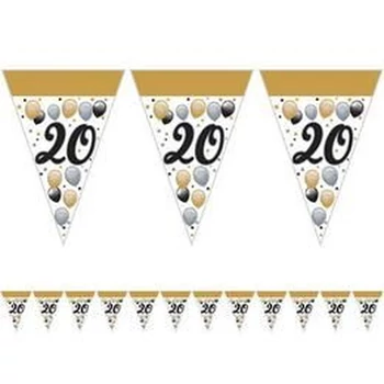 Elegáns 20-as Számos Szülinapi Léggömbös Parti Zászlófüzér - 5 m