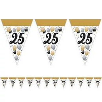 Elegáns 25-ös Számos Szülinapi Léggömbös Parti Zászlófüzér - 5 m