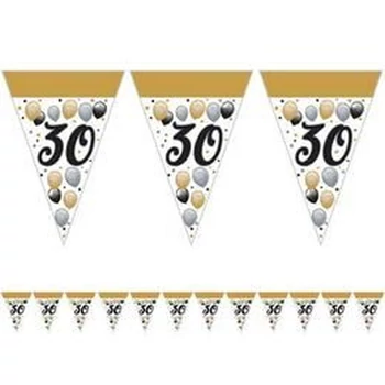Elegáns 30-as Számos Szülinapi Léggömbös Parti Zászlófüzér - 5 m
