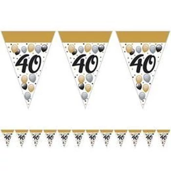 Elegáns 40-es Számos Szülinapi Léggömbös Parti Zászlófüzér - 5 m