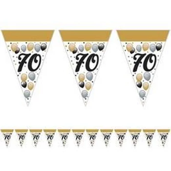 Elegáns 70-es Számos Szülinapi Léggömbös Parti Zászlófüzér - 5 m