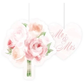Esküvői rózsák függő dekoráció - 5 db