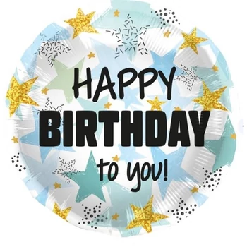Fólia léggömb születésnapi csillagok kék/arany - 45 cm