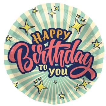 Fólia léggömb születésnapi retro csillagok - 45 cm