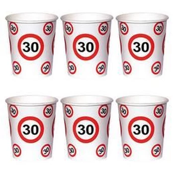 30-as Számos Sebességkorlátozó Szülinapi Papír Parti Pohár - 250 ml, 6 db-os